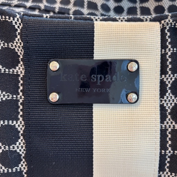 Kate Spade New York Stevie Satchel Black Cream Stripe Designer Handbag - Picture 7 of 12